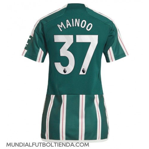 Camiseta Manchester United Kobbie Mainoo #37 Segunda Equipación Replica 2023-24 para mujer mangas cortas